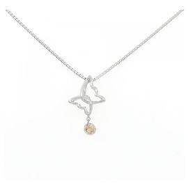Autre Marque Collana farfalla in diamanti e oro bianco Au750 Argento