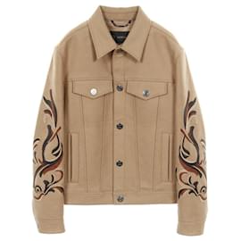 Versace Wool Camel Coat Brown Beige