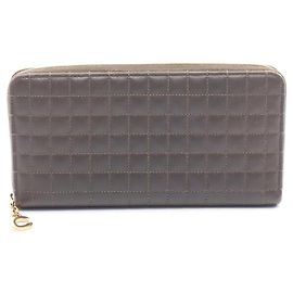 Céline Celine C Charm Leather Long Zip Wallet Green Khaki