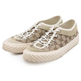 Baskets en daim et toile monogramme GG Gucci Beige