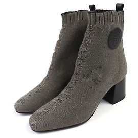 Hermès Bottines courtes en maille technique et cuir Hermes Volver Marron Noir