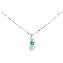 Autre Marque Colar de platina e esmeralda Verde