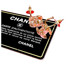 Orecchini Chanel Coco Mark con strass Rosa