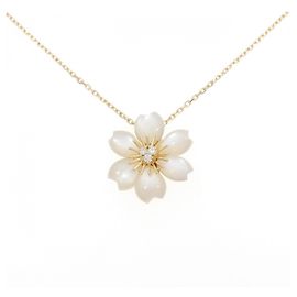 Colar Van Cleef & Arpels Rose de Noël Au750 Madrepérola e Diamante Dourado