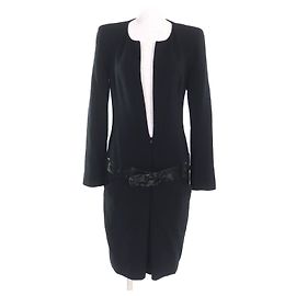 Vestido de lã CHANEL BIGCOCO com fivela Mark Preto