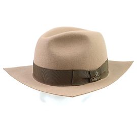 Fedora de feltro com fita bordada Orb de Vivienne Westwood Rosa Bege