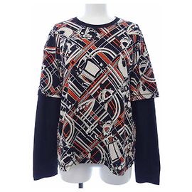 Hermès 3H4627DX Camiseta de algodón Negro Roja Beige