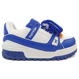 Baskets Louis Vuitton LV Trainer Maxi Line Blanc Bleu
