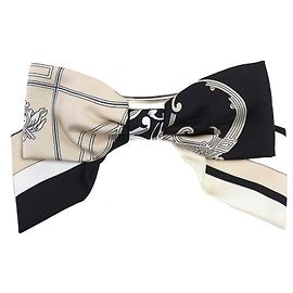 Hermès Clip per capelli in seta Hermes Grenelle Exlibris Valletta Nero