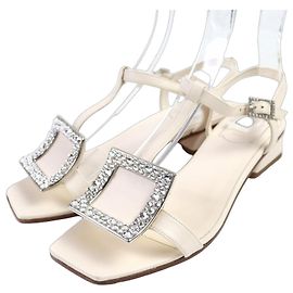 Sandales en cuir Roger Vivier Autre Écru