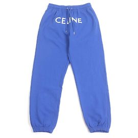 Céline Pantalones de chándal de algodón con estampado de logo Celine Azul