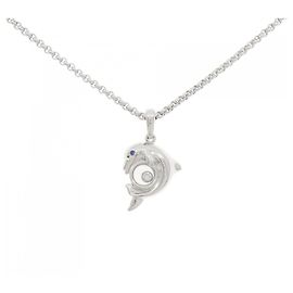 Chopard Dolphin 750 Weißgold Saphir Diamant Halskette Silber