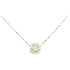 Collier Tiffany & Co. Enchant Round 18K Pink Gold Platinum Diamond Doré