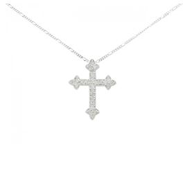 Autre Marque Au750 Weißgold Kreuz Diamant Halskette Silber