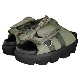 Sacai Nylon Platform Sandals Green Olive green