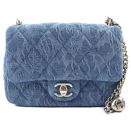 Borsa a Spalla Chanel Mini Matelasse COCO Mark Camellia Chain Blu Altro