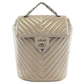 Chanel Metallic Calf Backpack Silvery