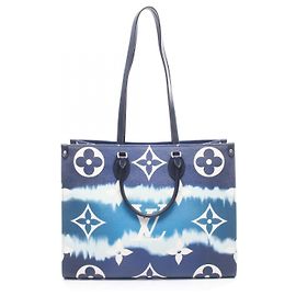 Louis Vuitton LV Escale OnTheGo PVC Coated Canvas Leather 2way Bag White Blue Multiple colors Navy blue