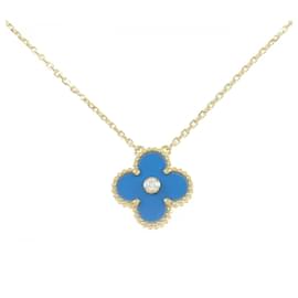 Van Cleef & Arpels Vintage Alhambra 750 Gelbgold Diamant Halskette Golden