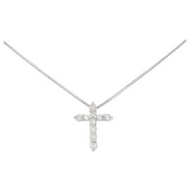 Autre Marque Pt900/Pt850 Diamant-Halskette Silber
