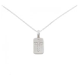 Autre Marque Au750 Weißgold Kreuz Diamant Halskette Silber