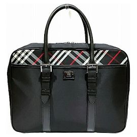 Burberry Black Label Nylon Leather Tote Bag Black