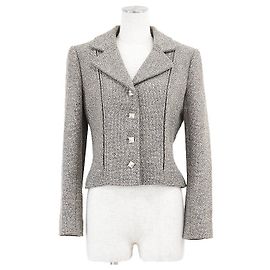 Chanel Wool Knit Jacket Brown