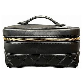 Chanel Bicolore Leather Vanity Case Black
