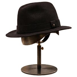 Hermès Dark Blue Rabbit Felt Fedora Hat Dark blue