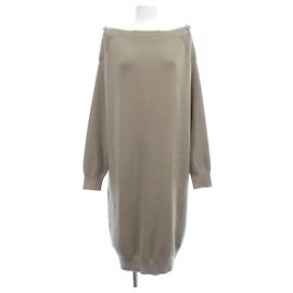 Hermès Vestido de seda e cashmere Hermes 3H2515D6 36 Bege