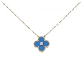 Van Cleef & Arpels Vintage Alhambra 750 Yellow Gold Diamond Necklace Golden