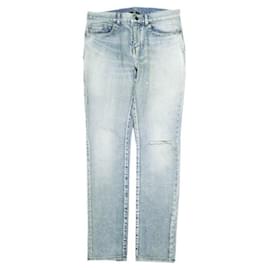 Yves Saint Laurent Saint Laurent D02 SKINNY-FIT JEANS Pantalon en denim en coton Bleu Autre