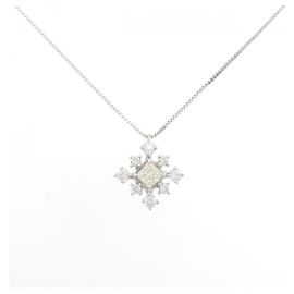 Autre Marque Platin-Diamant-Halskette Silber