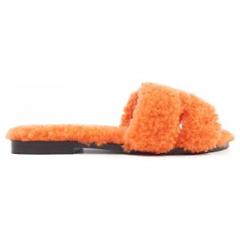 Hermès Hermes Shearling-Sandalen Orange