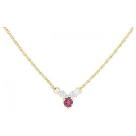 Mikimoto Au750 Ruby Diamond Necklace Red