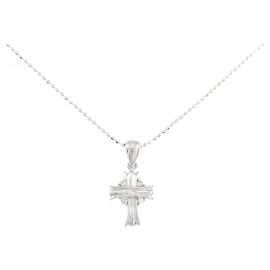 Autre Marque Collana a Croce con Diamanti Au750 Argento
