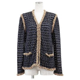 Chanel P50939 Knit Tweed Jacket Blue Other