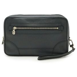 Louis Vuitton Pavel Taiga Leather Clutch Bag Black Grey