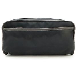 Prada Nylon Clutch Bag Black Dark brown