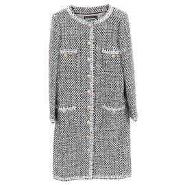 Giacca senza collo in tweed CHANEL Lame Fantasy Nero Argento Multicolore