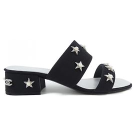 Chanel Groggrain Sandals Black