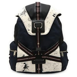 Christian Dior DIOR HOMME Nylon Leather Backpack Black White Navy blue