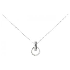 Autre Marque 10K Weißgold-Diamant-Halskette Silber