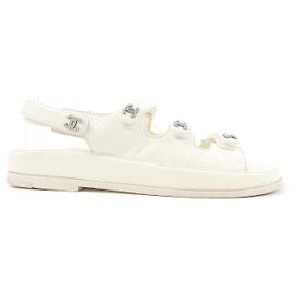 Chanel Lambskin Sandals White