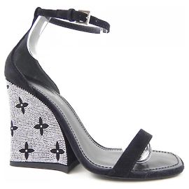Sandales Louis Vuitton Appeal Line en daim de chevreau et strass Noir