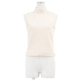 Céline Top sem mangas de gola alta em lã CELINE Outro Cru