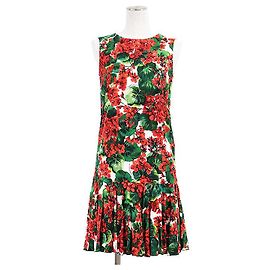 Dolce & Gabbana Robe à fleurs en micro crêpe extensible Dolce&Gabbana Blanc Rouge Vert