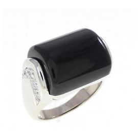 Bulgari Musa Weißgold Onyx Diamant Ring Größe 9 Schwarz