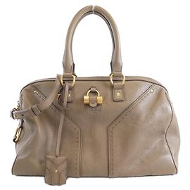 Yves Saint Laurent Weekly Muse Leather Boston Bag Beige