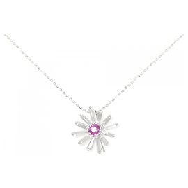 Autre Marque Au750 White Gold Ruby Diamond Necklace Silvery